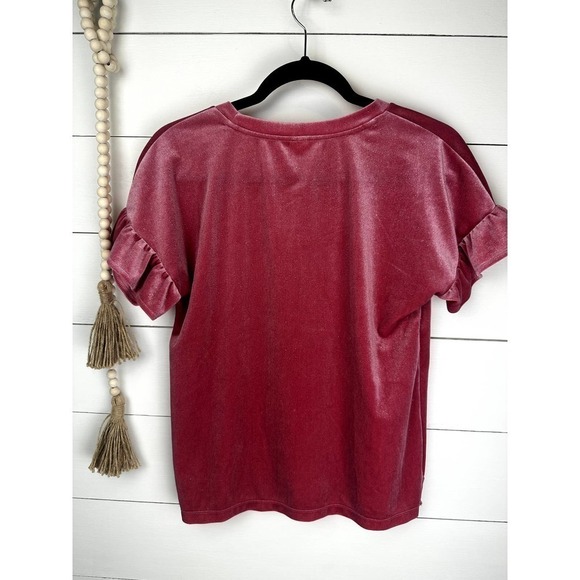 Pre-Loved Mauve Pink velvet glitter Old Navy top sz-xs - Picture 5 of 5